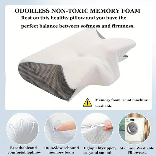 Genérico Almohada Cervicales Y Cuello—Almohada Ortopedica Almohadas Antironquidos Almohadas ErgonóMica Alivia El Dolor De Cuello Hombros para Dormir De Lado Y Boca Arriba Boca Abajo (Gris)